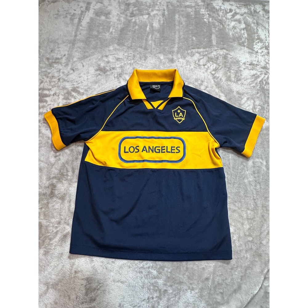 LA Galaxy MLS Youth Soccer Jersey Navy Blue Gold Los Angeles Short Sleeve Shirt